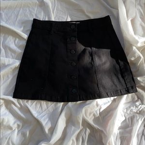 Black button down denim skirt